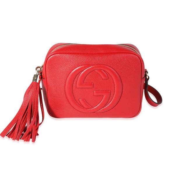 Gucci Red Pebbled Leather Soho Disco Crossbody - Picture 1 of 8